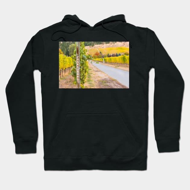 Chardonnay Sign in Autumn Vineyard Hoodie by Amy-K-Mitchell